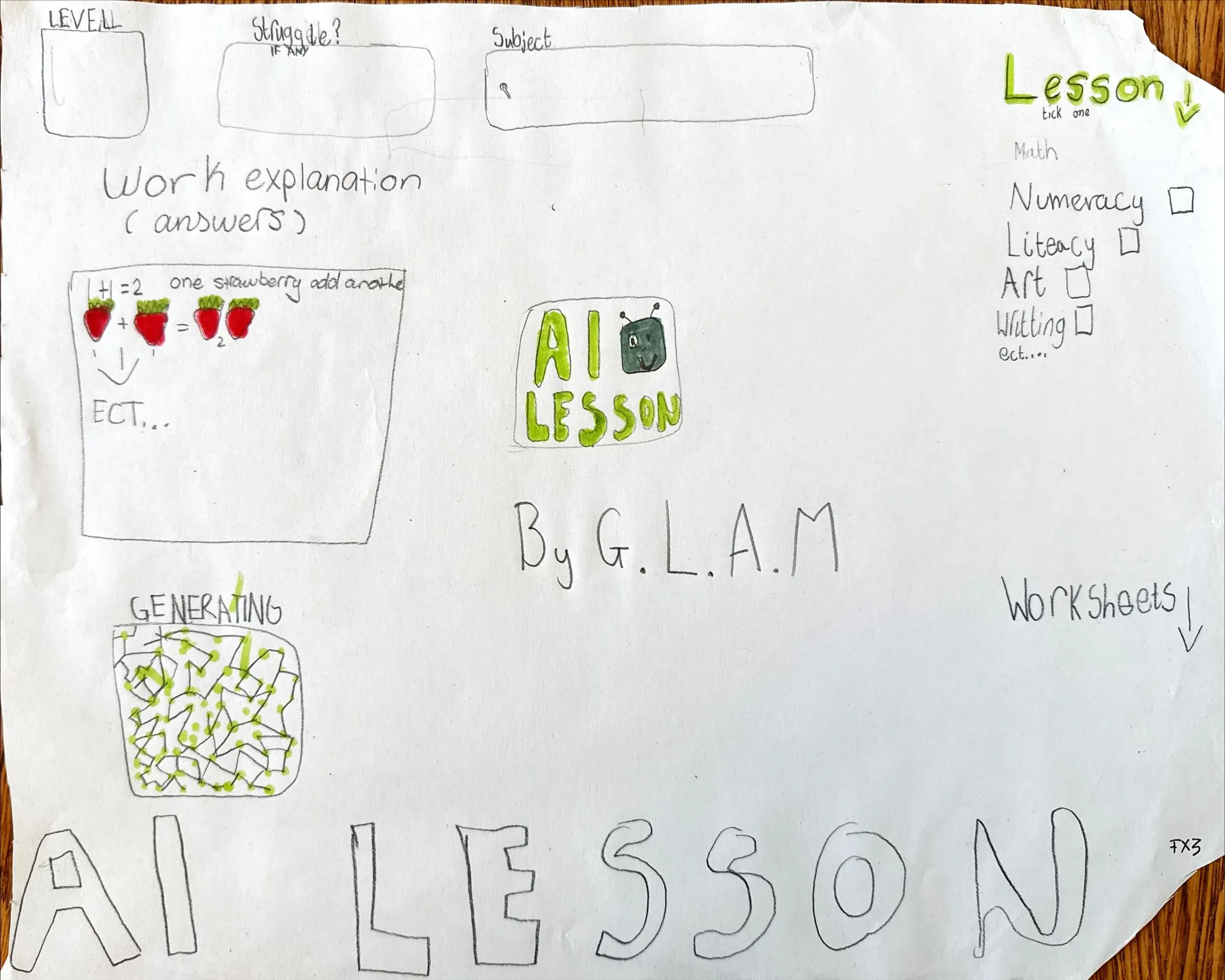 Generates lessons and work for students by looking at other online resources